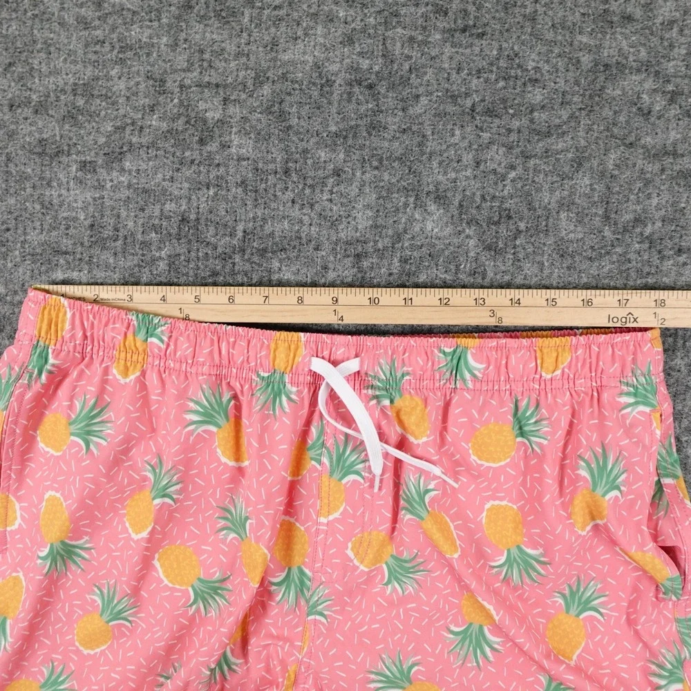 Bear Bottom Swim Trunk Mens 2XL Pink Pineapple Print Mesh Lined Pool‎ Beach